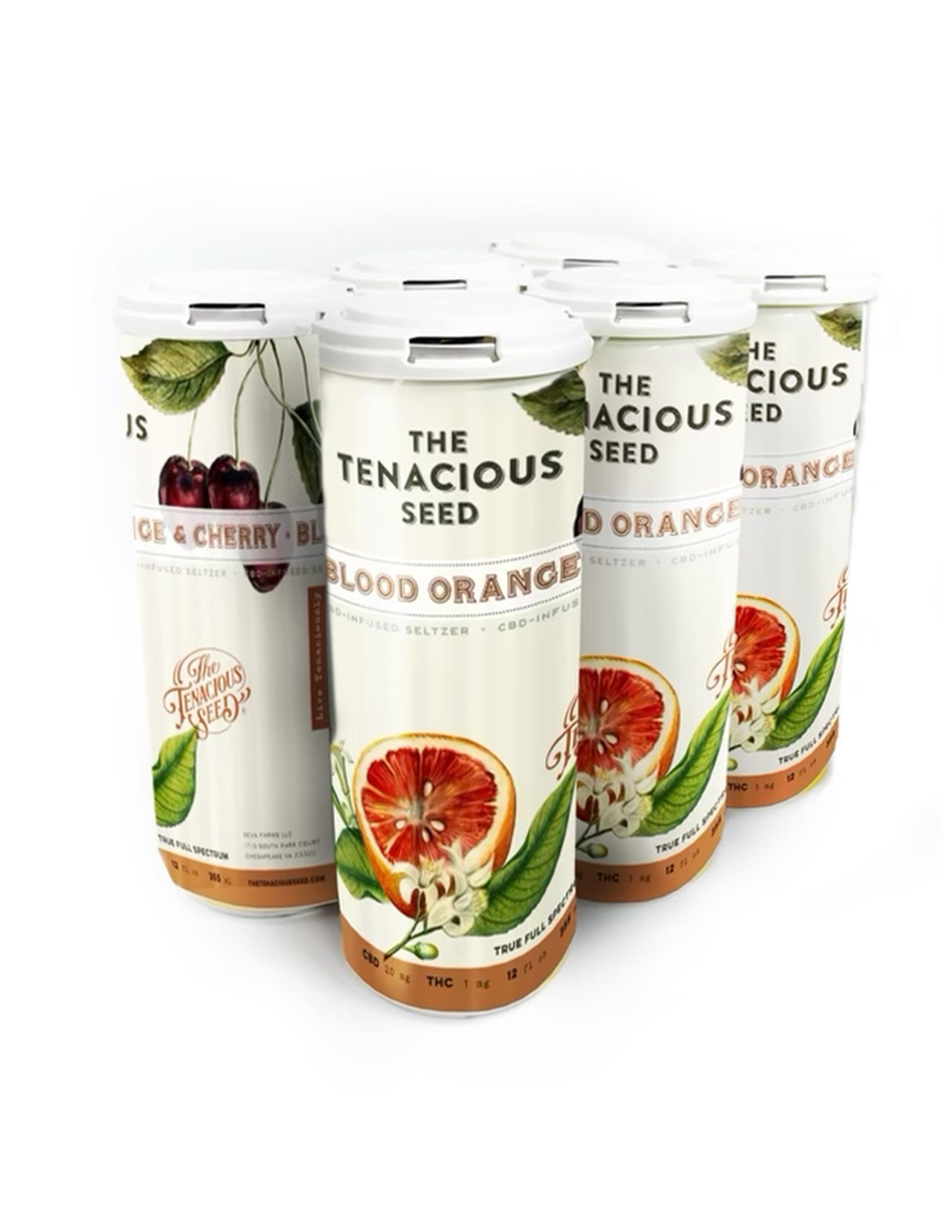 CBD Blood-Orange Cherry Seltzer | Full Spectrum | 20 mg CBD | 12 Ounce Cans (6 Pack)